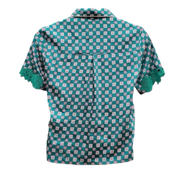 Sandro Hena Green Printed Pajama-Style Top - Picture 3 of 4